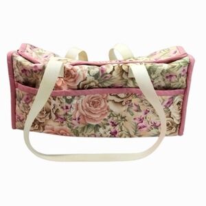 Craft Bag Fabric Hobby Stitch Sew Tote Floral Retro Design